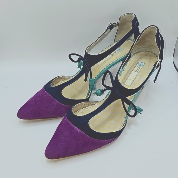 Boden Shoes - New Boden "Alice" Purple and Navy Tasselled Heels Size 39